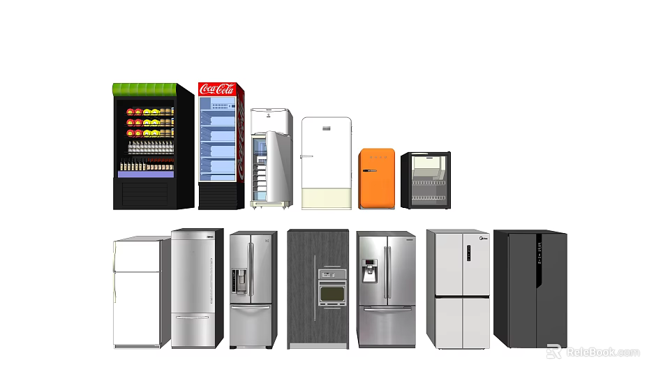Various Refrigerators and Freezers with Double Door Upright and Commercial Models 3d model 