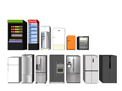 Various Refrigerators and Freezers with Double Door Upright and Commercial Models 3d model