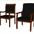 Leisure Chairs With Wooden Frame Black Leather Seat Backrest And Armrests