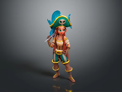 Cartoon Pirate Girl Pirate Girl Cartoon Costume Hat Fish Cartoon Handsome Boy Cartoon Boy Fantasy Character Fantasy Handsome Boy 3d model