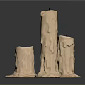 Artistic Sculpture Carving Design of Cream Colored Candles with Dripping Texture and Various Heights