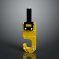 Yellow Mechanical Lifting Hook with Black Top Section and Metal Bolts for Industrial Lifting Applications