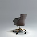 Modern Light Gray Velvet Office Chair With Gold Metal Base And Swivel Wheels