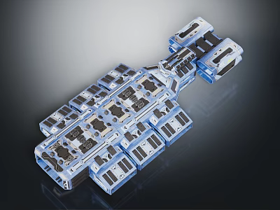 Modular Blue Mechanical Structure for Space Station and Satellite Systems 3d model