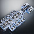 Modular Blue Mechanical Structure for Space Station and Satellite Systems 3d model