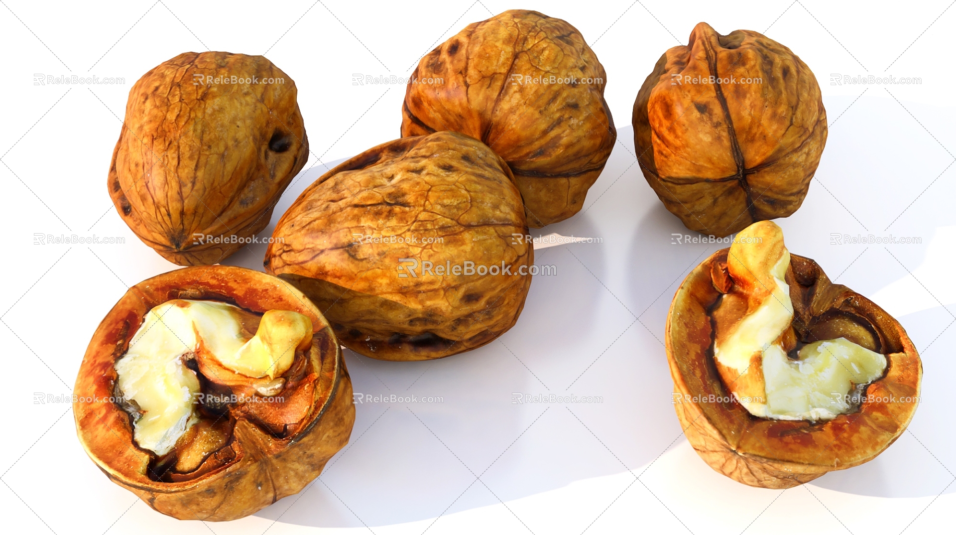 Walnut dried fruit food snack 3d model