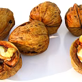 Fresh Organic Whole Walnuts With Cracked Shells And Edible Kernels