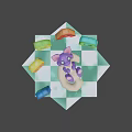 Playful Colorful Alphabet Letters With Purple Cat Toy On Checkerboard Floor