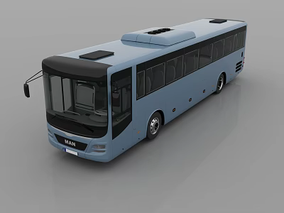 Light Blue Modern City Bus With Large Windows And Black Front Section 3d model