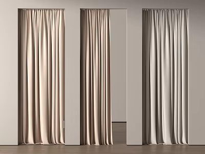 Modern Minimalist Curtains In Beige Light Brown And Gray For Home Interior 3d model