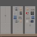 White Office Storage Cabinets With Glass Doors Drawers And Organized Files