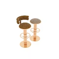 Elegant Modern Bar Stools With Gold Fluted Columns And Beige Light Gray Upholstered Seats