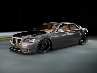 Sleek Modern Silver Sedan With Black Alloy Wheels And Brown Leather Seats 3d model