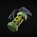 Tactical Grenade Weapon With Green Handle Silver Metal Ring And Colored Holes 3d model