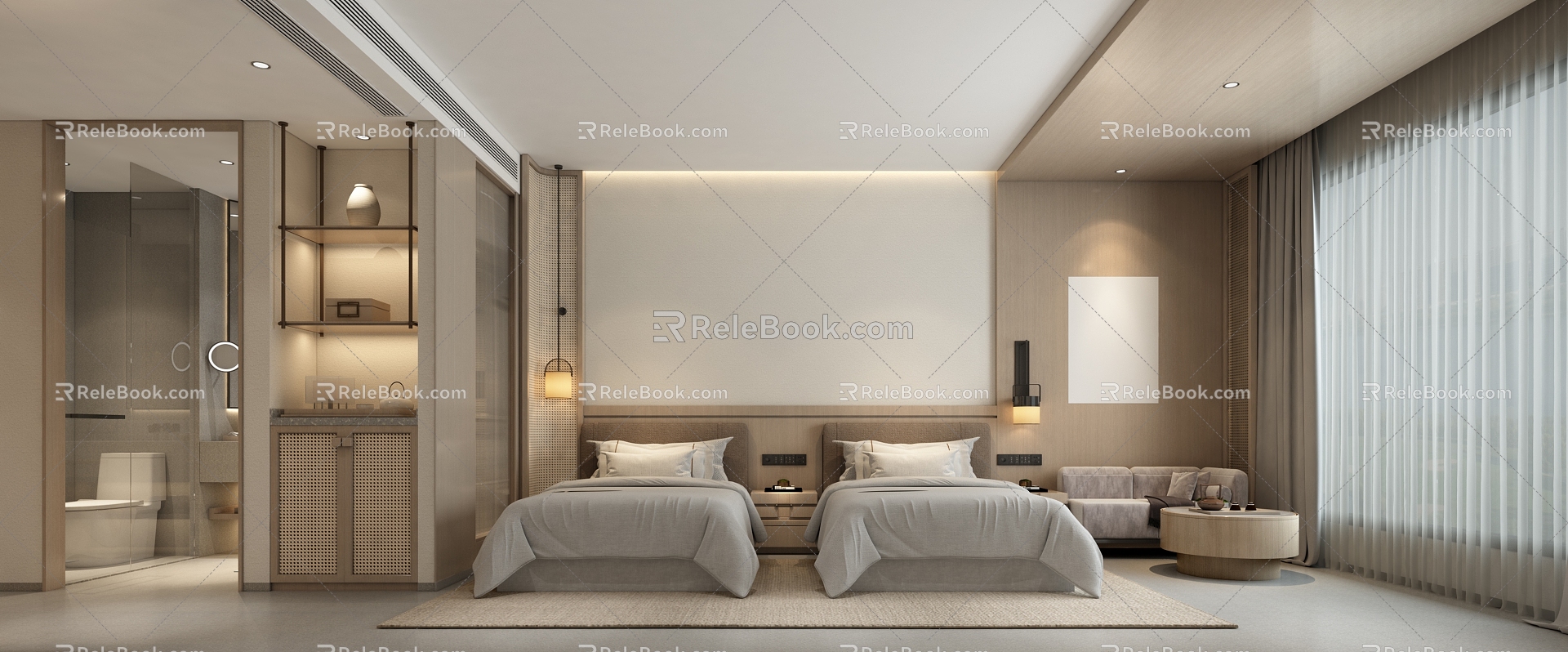 New Chinese Guest Room 3d model