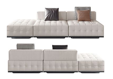 Modern three-seat sofa multiplayer sofa 3d model