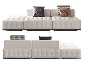 Modern three-seat sofa multiplayer sofa 3d model