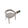 Modern Light Gray Single Chair With Curved Armrests And Slender Legs