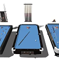 Professional Billiard Sports Equipment Featuring Multiple Tables Cues Balls And Racks
