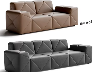 Modern Multi Seater Sofa Featuring Diamond Stitched Design in Brown and Gray by Moooi 3d model