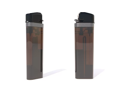 Two Transparent Body Lighters With Black Top For Daily Household Use 3d model