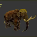 Red Fur Mammoth With Black Mane And Long White Tusks On Gray Background