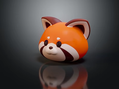 Cute Red Panda Stuffed Toy With Brown Ears Orange Body And White Face 3d model