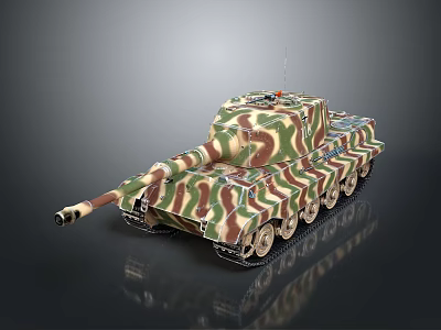 Military Tank Weapon With Camouflage Paint Detailed Gun Barrel And Tracks 3d model
