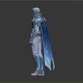Glowing Blue Silver 3D Character Armor With Star Emblem And Cape
