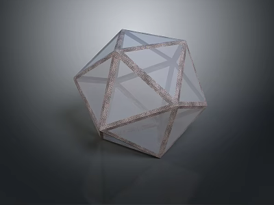 Decorative Transparent Geometric Polyhedron With Golden Lines And Clear Facets 3d model
