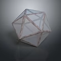 Decorative Transparent Geometric Polyhedron With Golden Lines And Clear Facets
