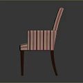 Stylish Pink And White Striped Accent Chair With Diamond Tufted Back And Wooden Legs