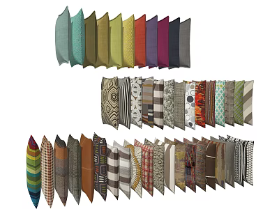 Colorful Decorative Throw Pillows with Various Patterns for Home Sofa Couch Decor 3d model