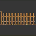 Wooden Fence Design with Vertical Slats Horizontal Rails and Brown Base with Green Yellow Specks