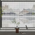 New Chinese background wall background wall partition 3d model