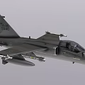 Gray Military Fighter Jet With Mounted Missiles Cockpit Wing And Tail Fin Design