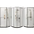 Modern Transparent Glass Shower Enclosures With Shower Heads And Control Panels
