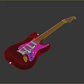 Musical Instrument Black Electric Guitar With Wooden Neck And Chrome Pickups And Control Knobs