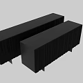 Modern TV Stand With Vertical Wooden Slats And Black Metal Legs Design