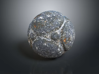 Natural Gray Stone Sphere With Textured Surface And Orange Speckles 3d model