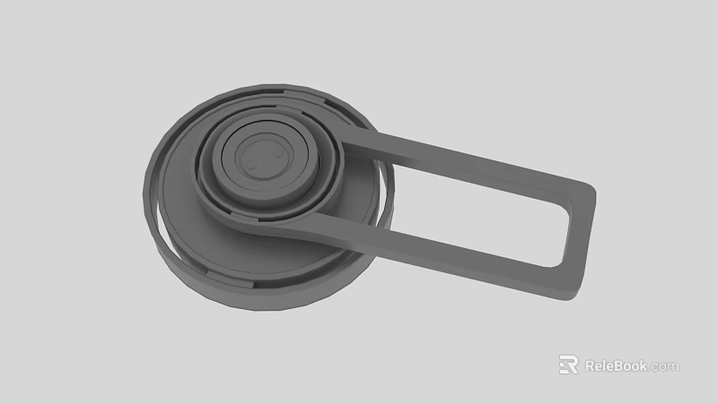 Gray Circular Lid With Ergonomic Handle And Multi Layer Sealing Design 3d model