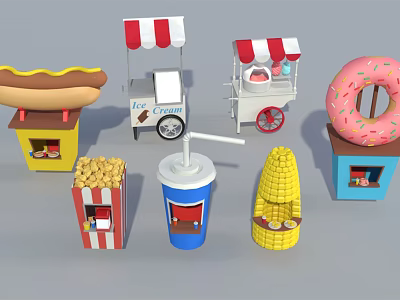 Modern booth cartoon snack bar 3d model