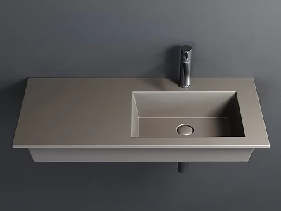Modern Wall Mounted Washbasin With Sleek Design And Single Faucet On Gray Background 3d model