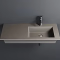 Modern Wall Mounted Washbasin With Sleek Design And Single Faucet On Gray Background