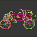 Vintage Red Tricycle With Brown Seats Gold Accents And Classic Design