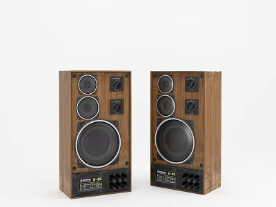 Vintage Wooden Stereo Speakers With Multiple Drivers And Classic Design 3d model