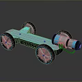 Blue Black Toy Car With Striped Body Glowing Wheels And Four Shiny Rims