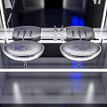 Sleek Modern Public Restroom Interior With Double Sinks Mirrors And Blue Lighting 3d model