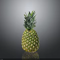 Fresh Pineapple With Green Leaves And Shiny Yellow Skin On Black Background