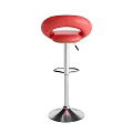 Red Leather Adjustable Bar Stools With Silver Metal Frame For Kitchen Counter 3d model